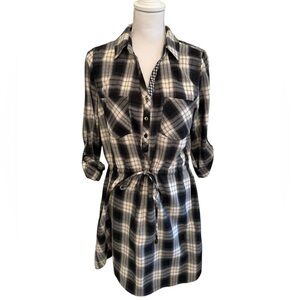 Skies Are Blue Black and White Plaid Dress